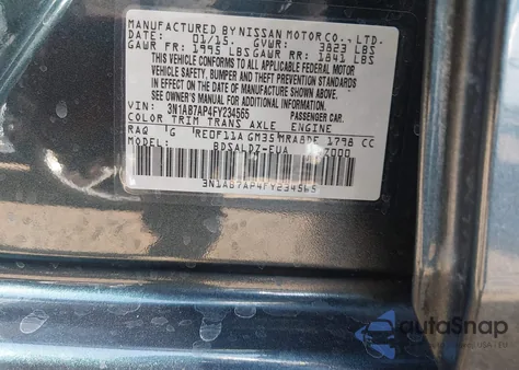 2015 Nissan Sentra Sv from USA, damaged, VIN 3N1AB7AP4FY234565